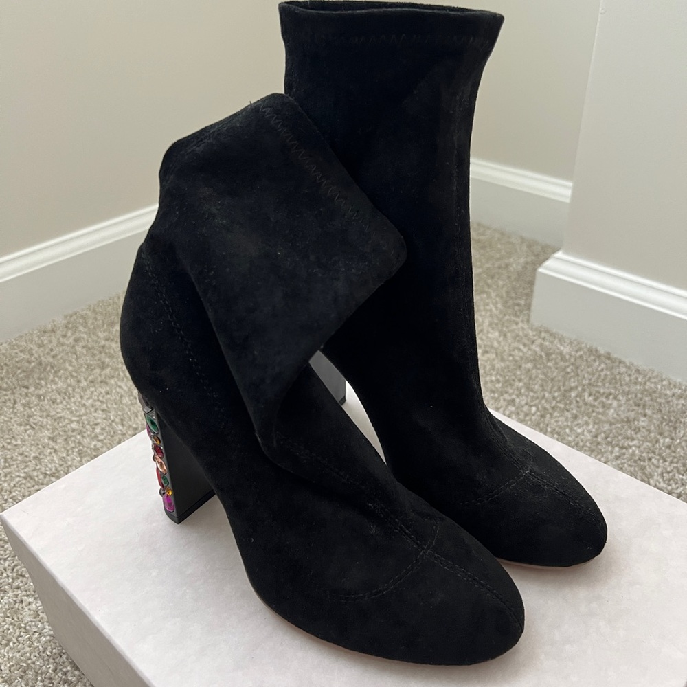 Rhinestone suede booties